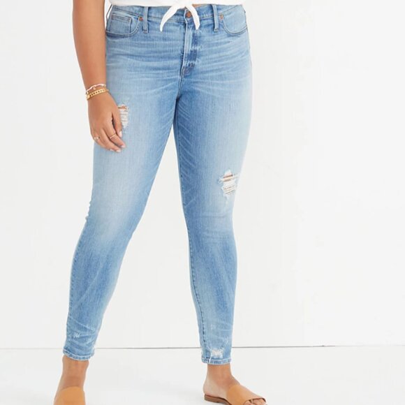 Madewell 9" High-Rise Skinny Jeans: Destructed-Hem Edition size 32 - Picture 1 of 8